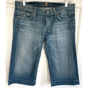 7 for all Mankind Dojo Denim Crop Shorts Women Sz 29 Distressed Wash w Stretch
